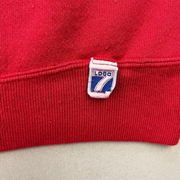 Vintage Logo 7 Sweatshirt Adult XL Red Crewneck Fleece Heavyweight Sports 90s - Picture 3 of 14